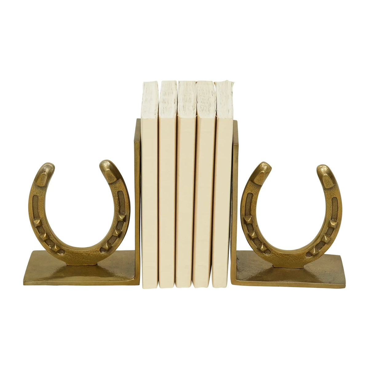 Huntley Horse shoe Bookends, Pair, Brass Antique Finish